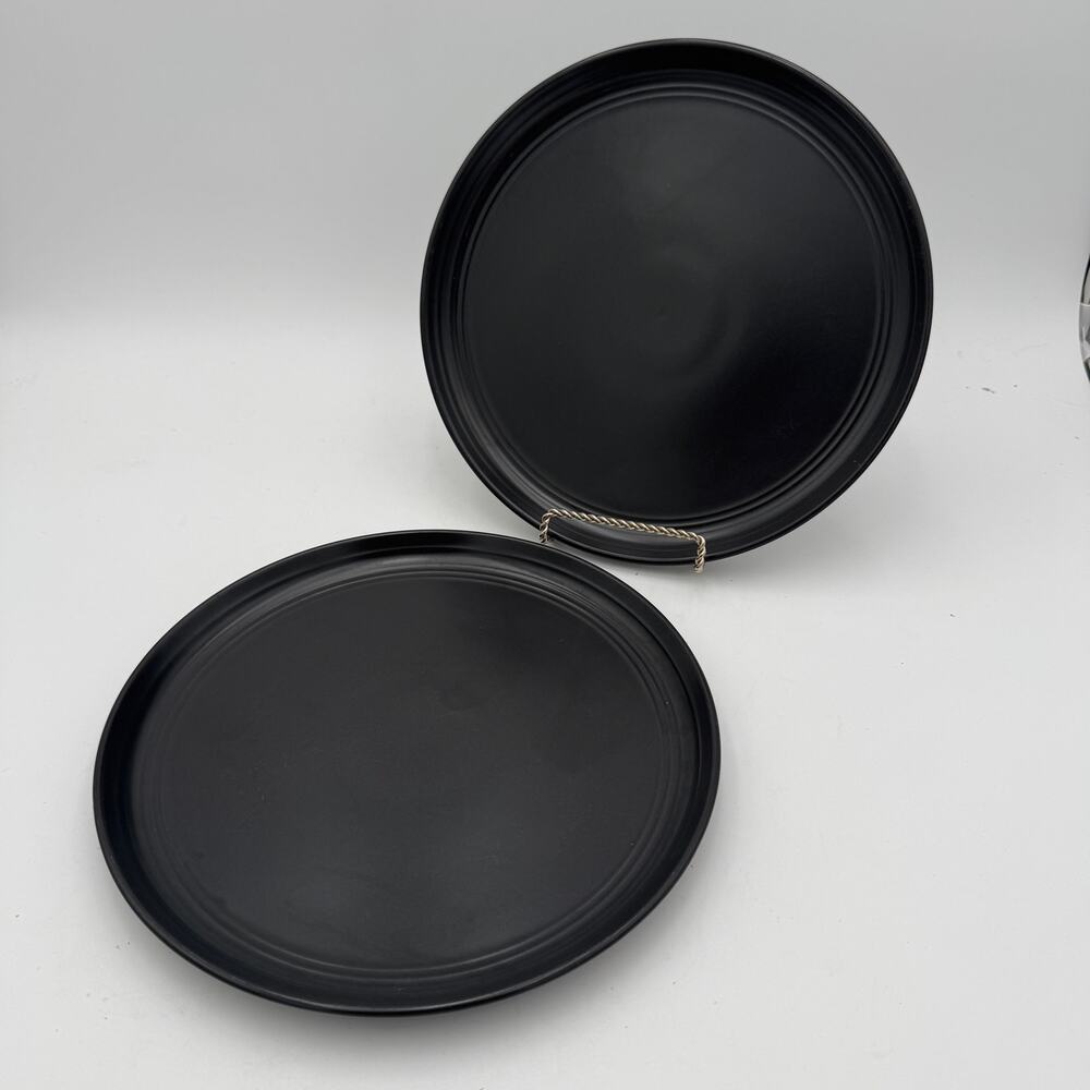 Set/2 Dinner Plates in Double Line Black by TEN STRAWBERRY STREET